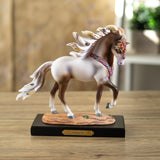 Horse figurine labeled "Painted Sky" - brown and white pinto with southwestern accents