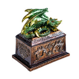 Decorative box with a green dragon on top  and bronze-brown box