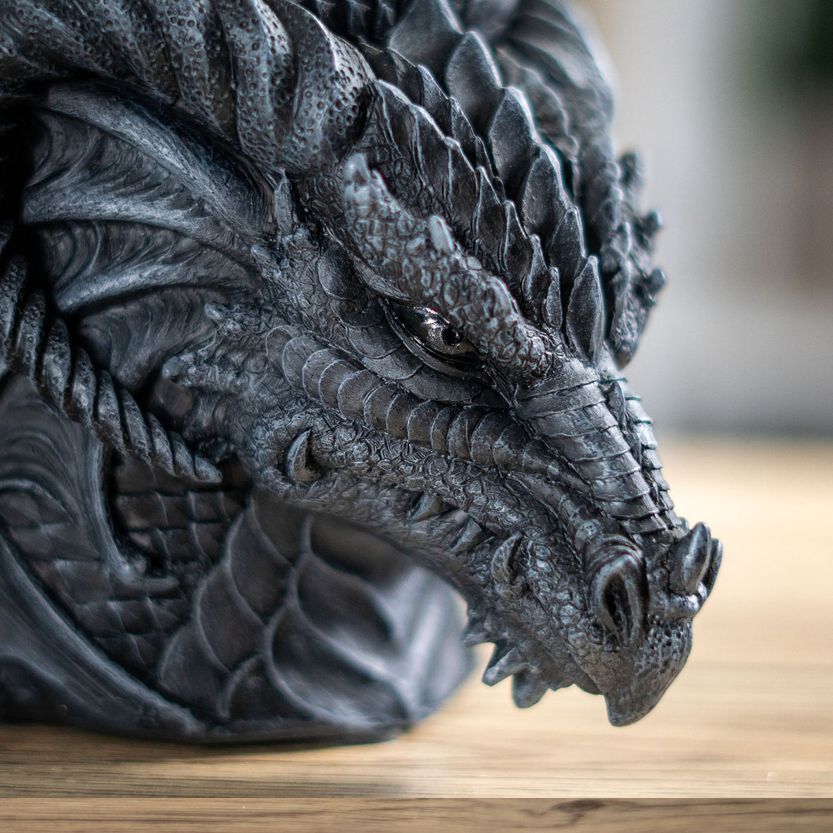 Close-up of a detailed dragon mug
