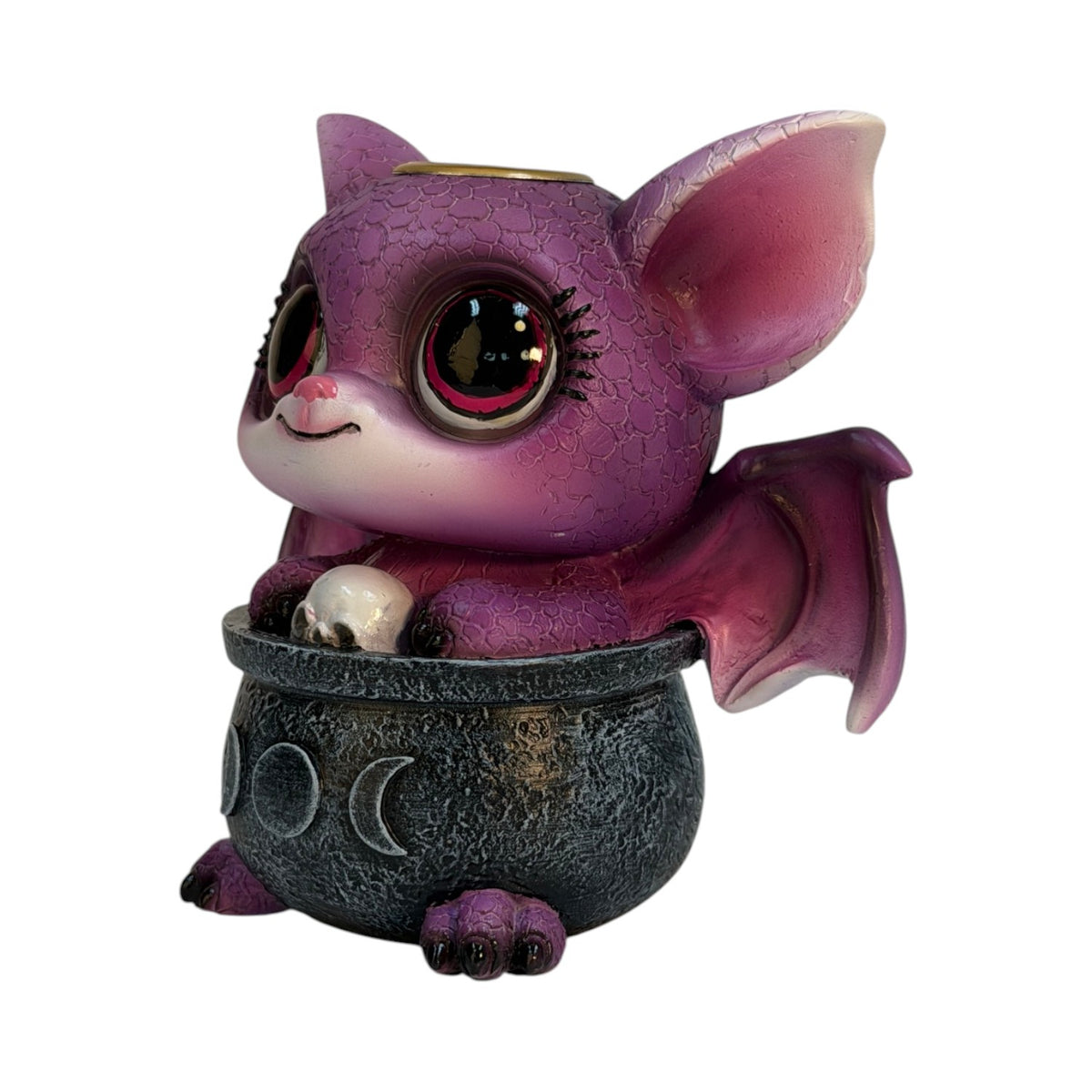 Purple dragon in a cauldron backflow incense cone burner