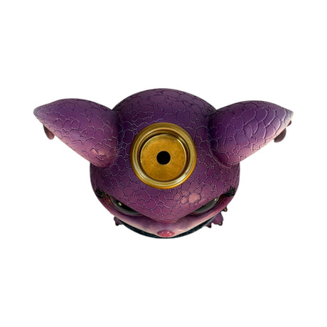 Purple dragon in a cauldron backflow incense cone burner. shown top down