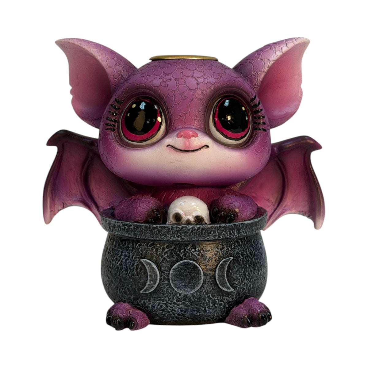 Purple dragon in a cauldron backflow incense cone burner
