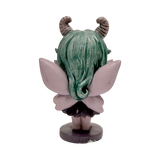 Spirit Fairies figurine, pastel green and purple-gray pixie, shown from the back