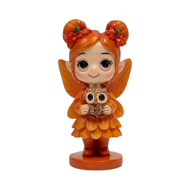 Spirit Fairies figurine - orange pixie with owl
