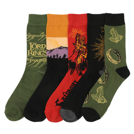 Set of 'The Lord of the Rings' themed socks with various designs 