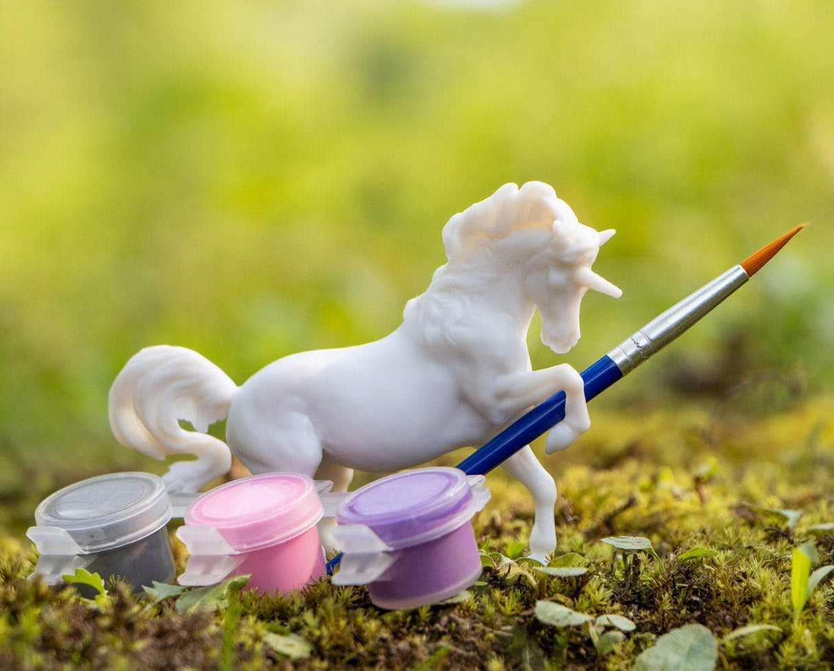 Breyer Unicorn Surprise Paint & Play kit with paint pots, brush and blank model unicorn