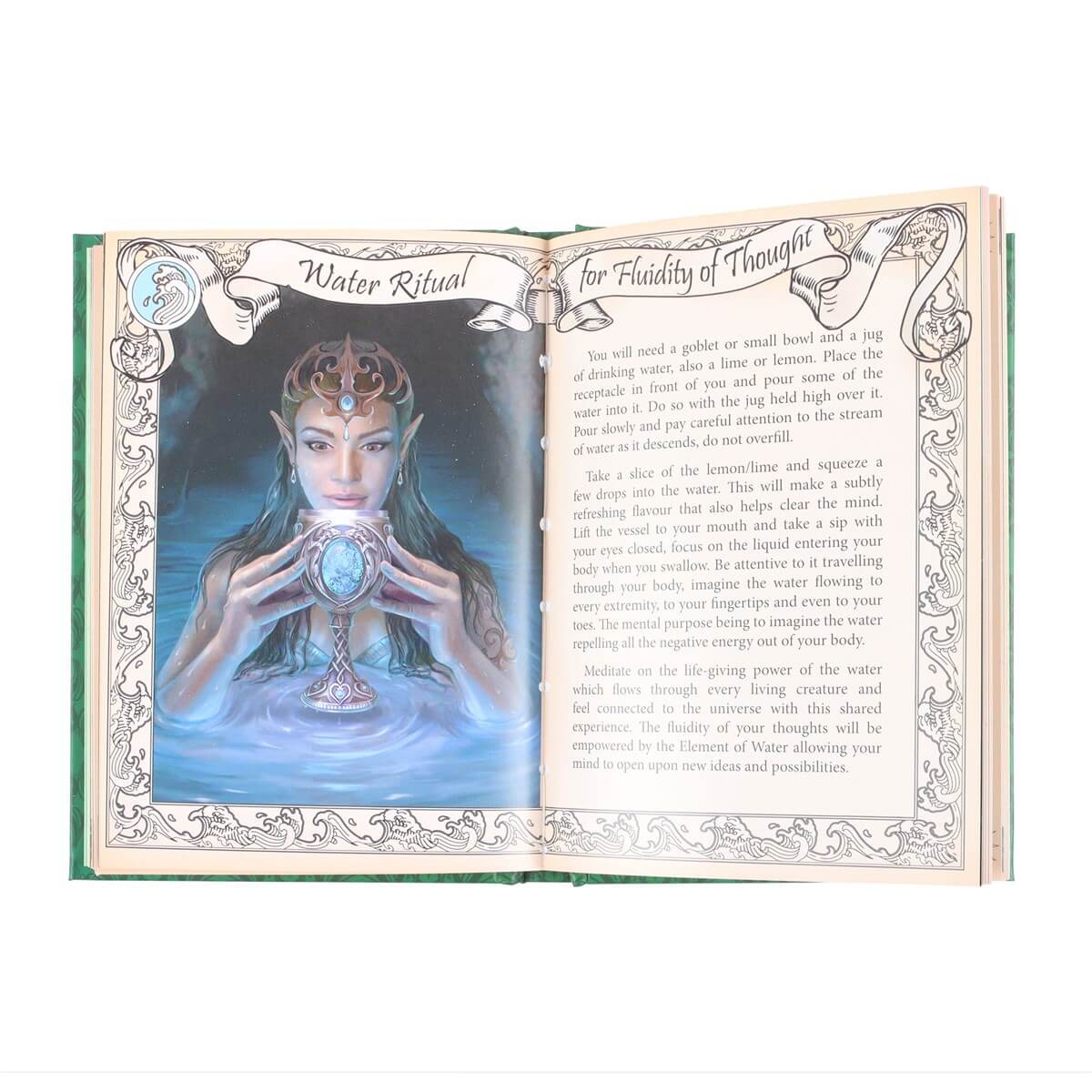 Inside the Elemental Magic book showing the Water Ritual for Fluidity of Thought