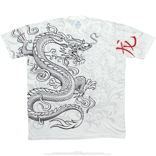White shirt with black Chinese dragon on  both sides