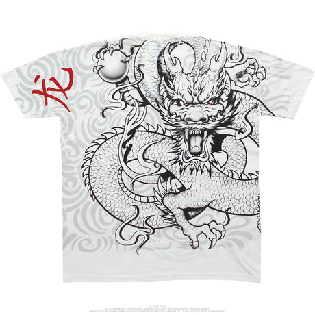 White shirt with black Chinese dragon on  both sides