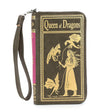 Book-shaped wallet with 'Queen of Dragons' design in brown and gold