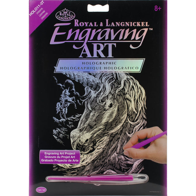 Royal & Langnickel Engraving Art kit packaging with unicorn design and engraving tool