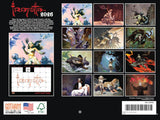 Gotham 2026 calendar with fantasy-themed illustrations by Frazetta, back cover