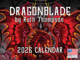 Dragonblade 2026 calendar with a red dragon design on a dark background
