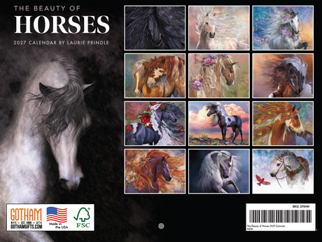 2027 The Beauty of Horses by Laurie Prindle wall calendar back cover showing all images
