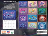 2027 Unicorns wall calendar by Rose Cat Khan back cover showing all images