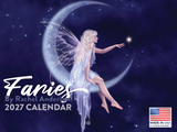 2027 Fairies by Rachel Anderson wall calendar front cover with fairy perched on the moon