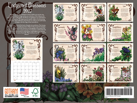 Enchanted Blossoms Wall Calendar by Carla Morrow - 2027 - back cover showing all images