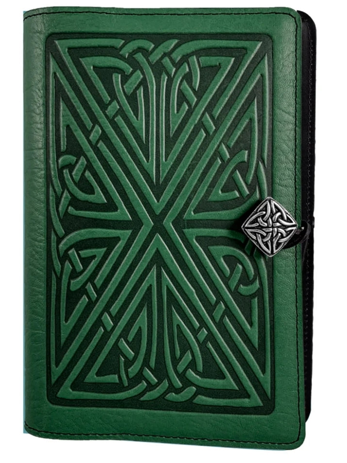 Dark Green leather journal with Celtic knotwork pattern on front and back