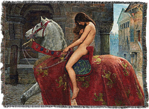 Lady Godiva on Her Horse Tapestry Blanket