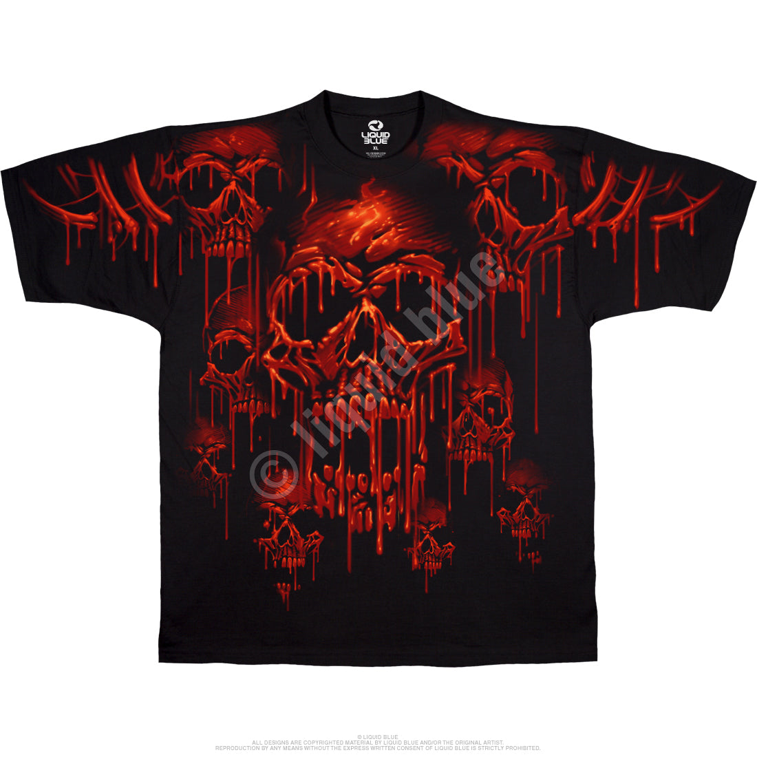 Acid Rain Skulls T-Shirt - Fantasy Clothing and Gifts - Skeletons