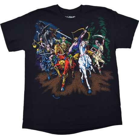 Black T-shirt featuring 4 horsemen riders