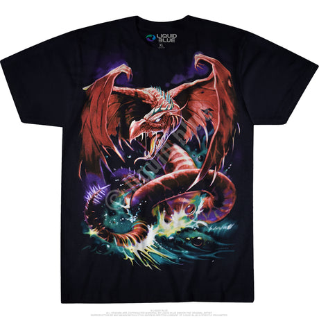 Black shirt with red dragon wyrm