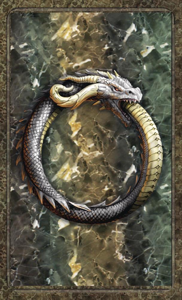 Anne Stokes World Dragon Oracle deck - card back, serpent eating its own tail