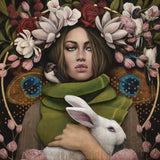 Llewellyn's Wild Woman Rising 2025 Calendar example - woman with rabbit