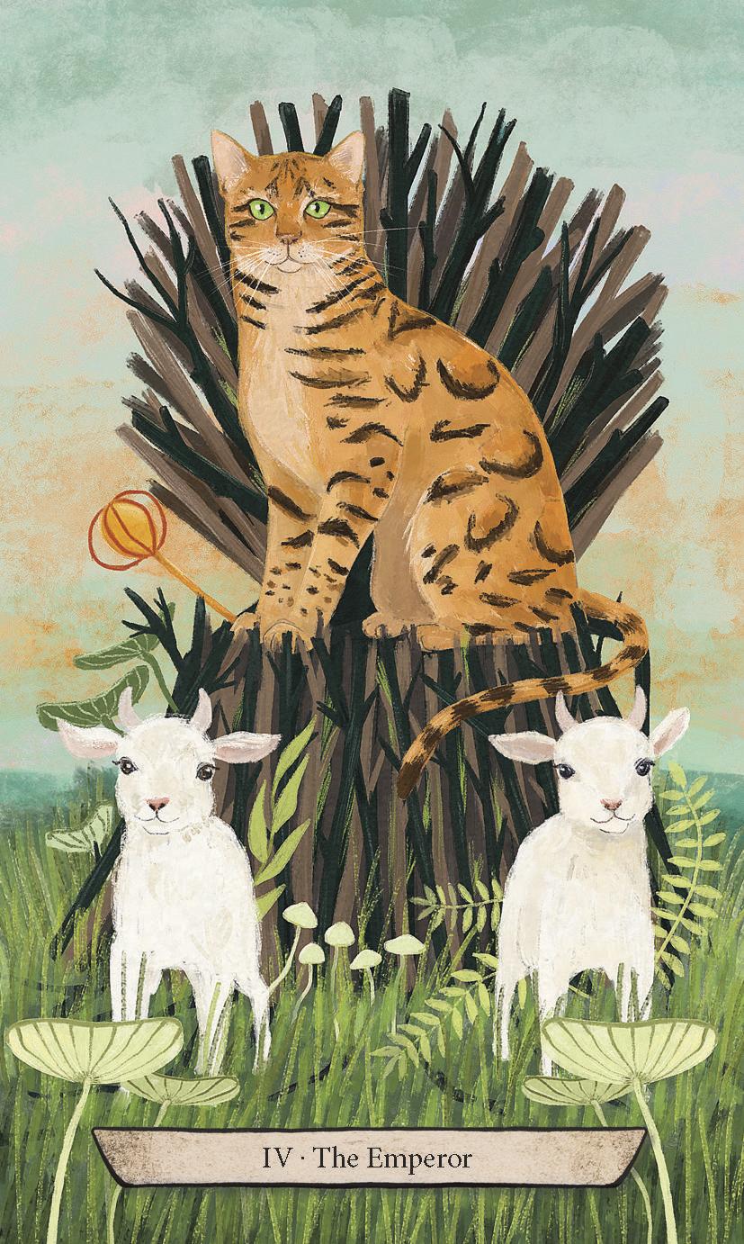 IV The Emperor card, orange cat with goats