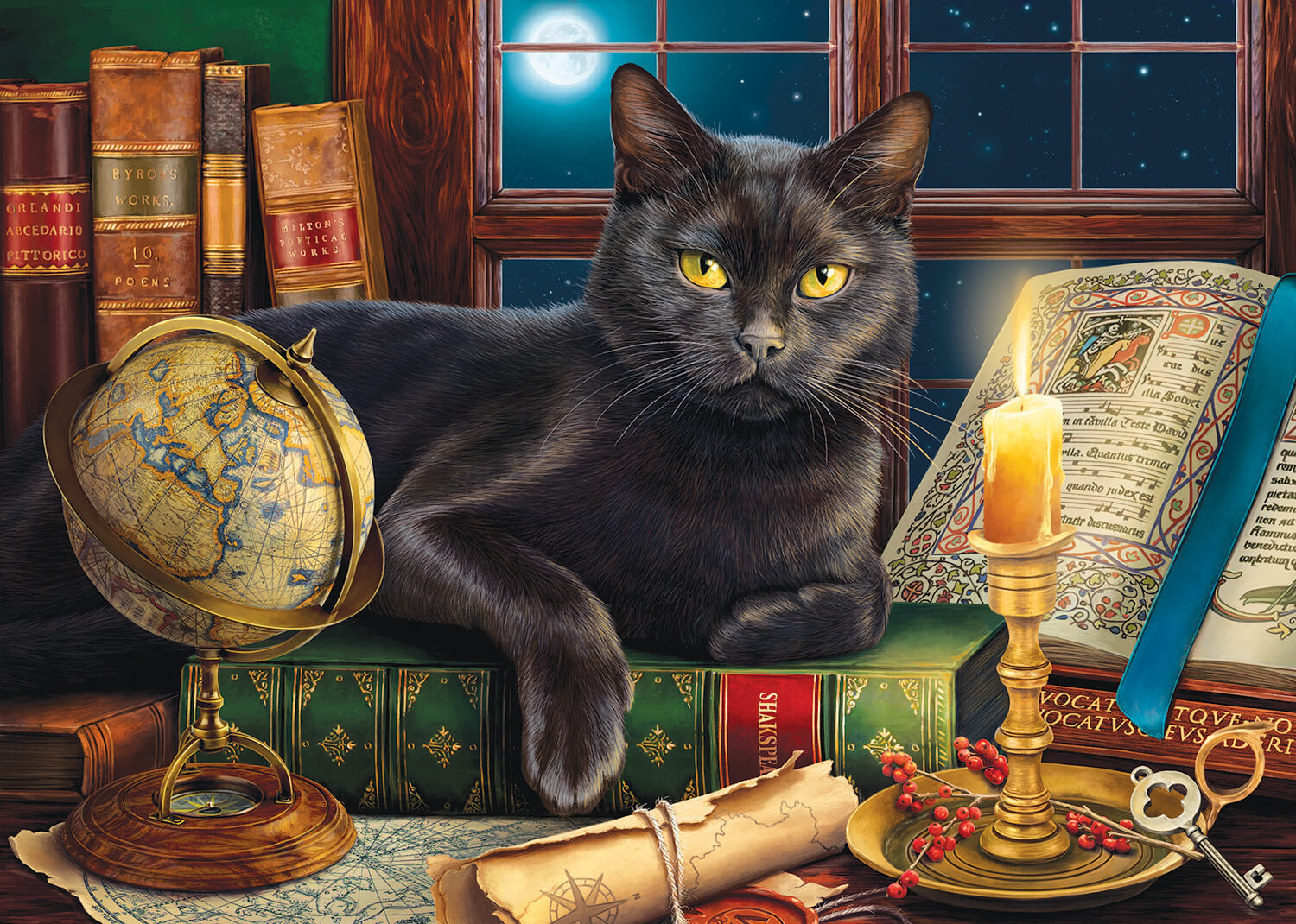 Black Cat by Candlelight Jigsaw Puzzle - Fantasy Gifts