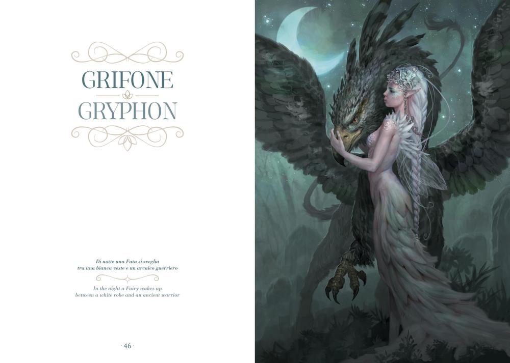 Grifone - Gryphon page with griffon and fairy in opalescent dress