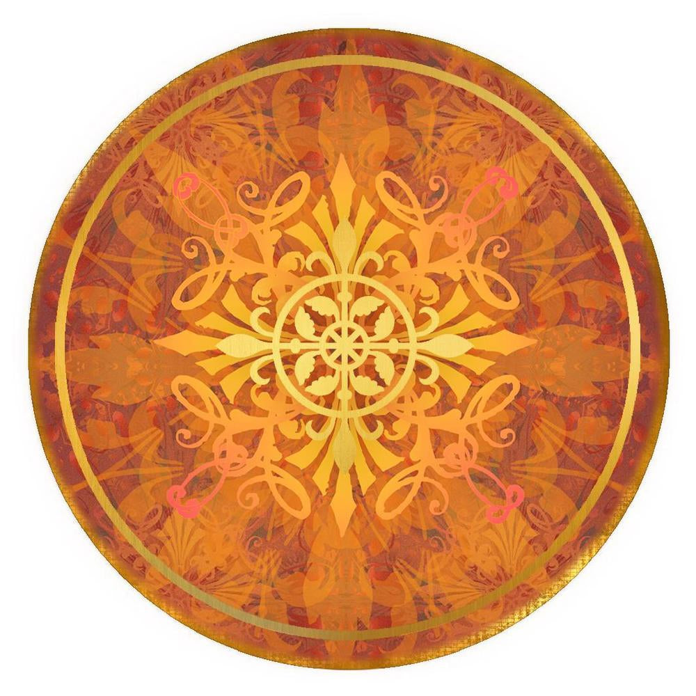 Dracones Loqui oracle deck by Ravynne Phelan, with round cards, showing card back