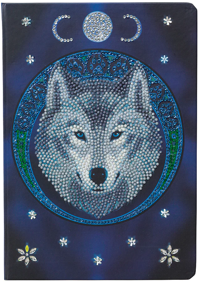 絵画 Crystal Art Works Moonlight Lunar Wolf Crystal Art Notebook Kit - Lisa Parker Gifts