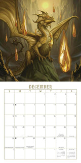 Dragon illustration on a December calendar page