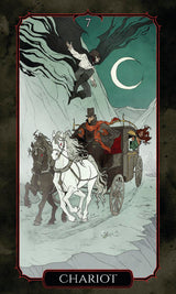 The Vampire's Tale Tarot deck - Chariot card with horses and carriage and vampire