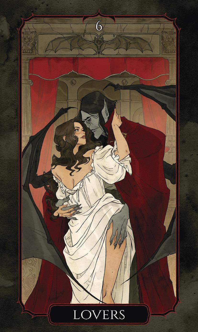 The Vampire's Tale Tarot deck - Lovers card example with vampire and lady