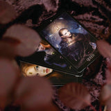 The Oracle of the Vampire Fae, cards shown on velvet