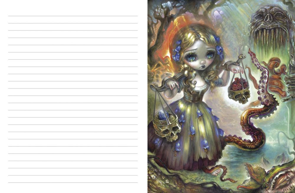 Death & The Maiden Creativity Journal - inside page, one lined, one illustration