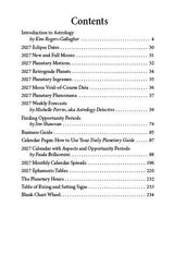 Table of contents for planetary planner