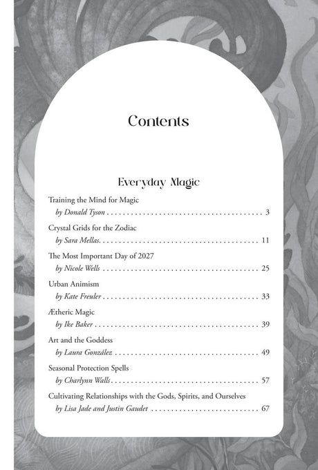 Table of contents for 2027 Magical Almanac