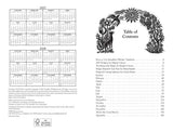 Table of contents for Witches Datebook  calendar 