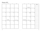 Calendar for January 2027 with notes section on a white background