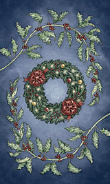 The Yuletide Tarot & Guidebook, card back with wreath and holly