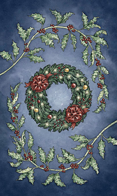 The Yuletide Tarot & Guidebook, card back with wreath and holly