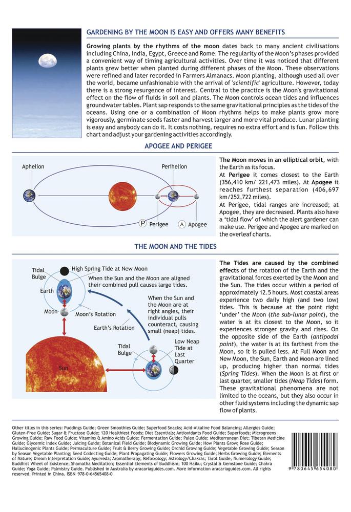 Back of the 2027 Moon Planting Guide for Gardeners with lots of information