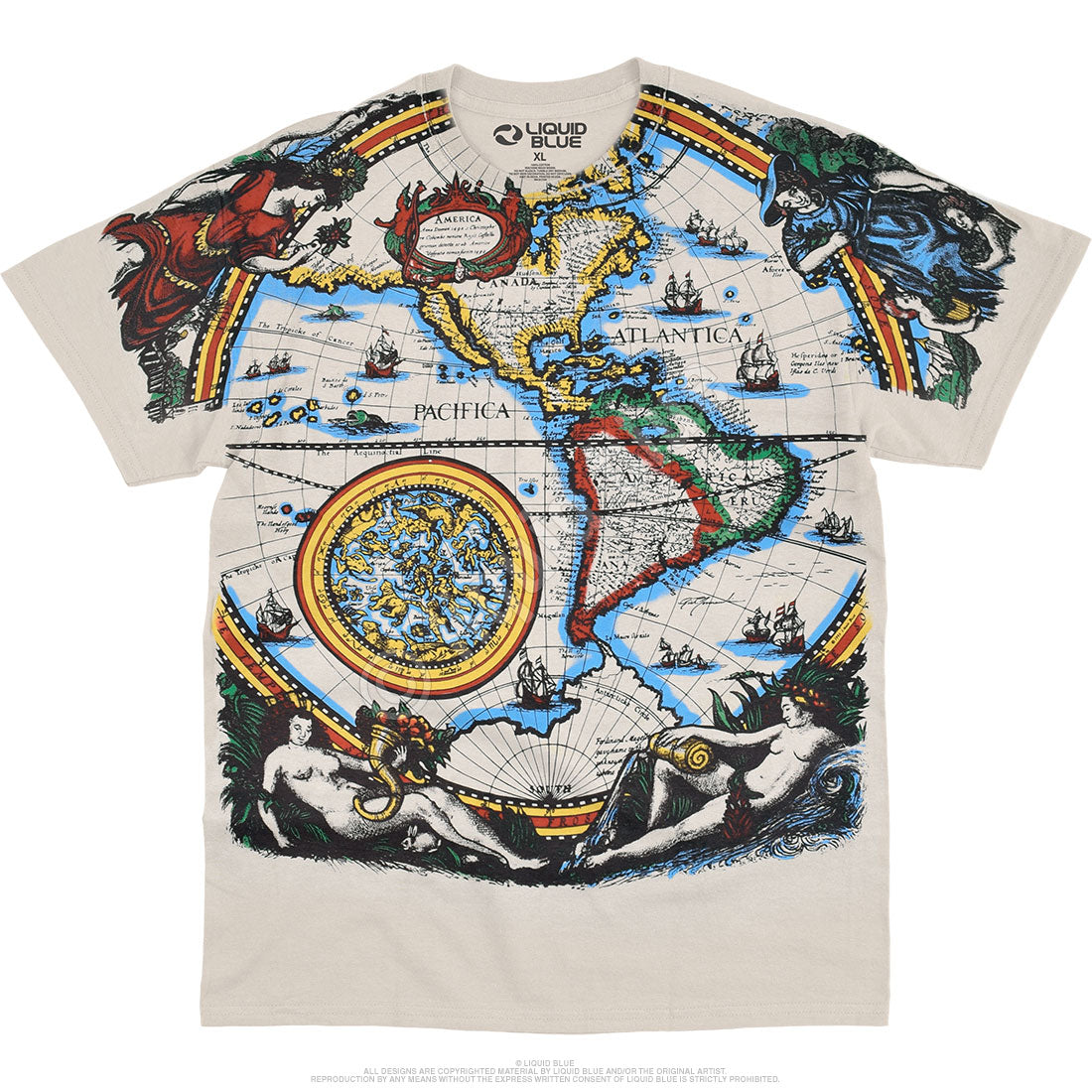 Old World Map Double Sided T-Shirt - Fantasy Clothing and Gifts 