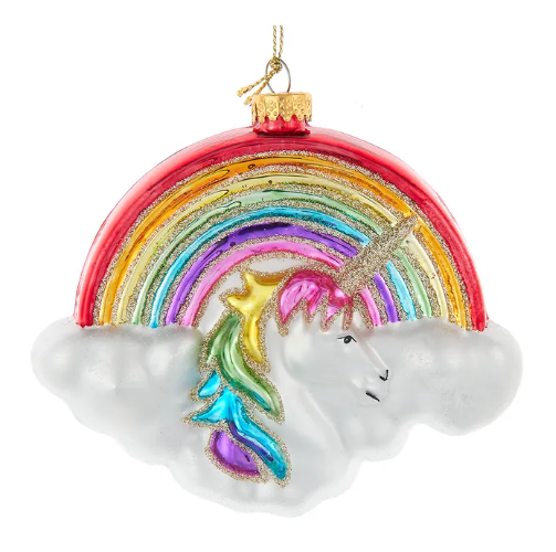 Glass Rainbow Unicorn Cloud Ornament - Fantasy Gifts