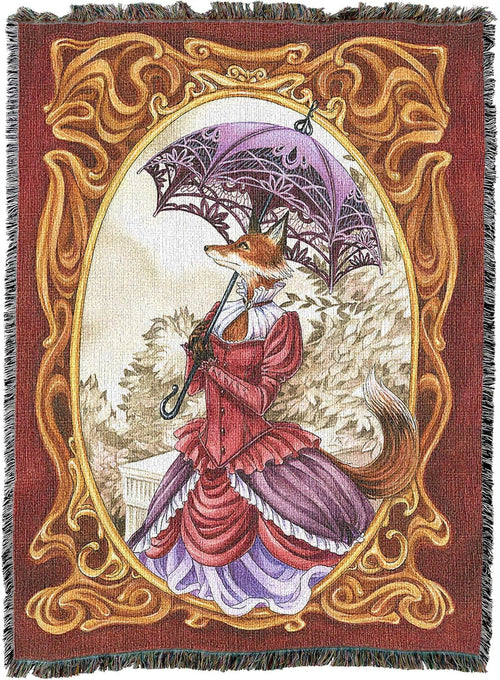 Victorian Vixen Fox Woven Tapestry Blanket