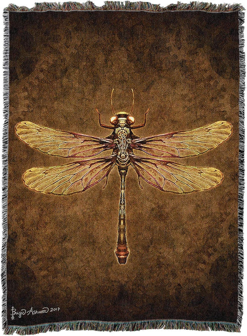 Clockwork Dragonfly Tapestry Blanket by Brigid Ashwood