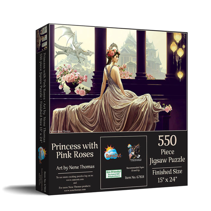 Box for Princess with Pink Roses jigsaw puzzle by Nene THomas
